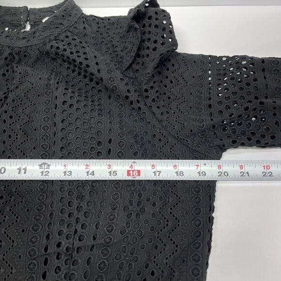 Whistles Page Size 12 US Eyelet Frill Broderie Dress Black Cotton - Picture 8 of 14